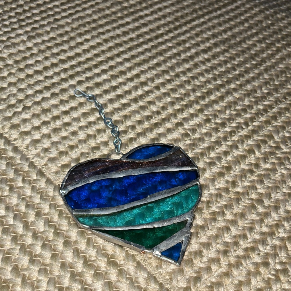 Handmade Blue and Green Heart Pendant